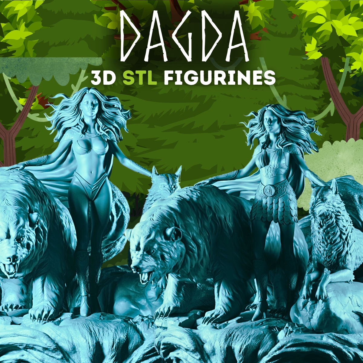 Dagda - The Celtic Druidess - Pre-supported STL - 170mm & 32mm (SFW & NSFW)